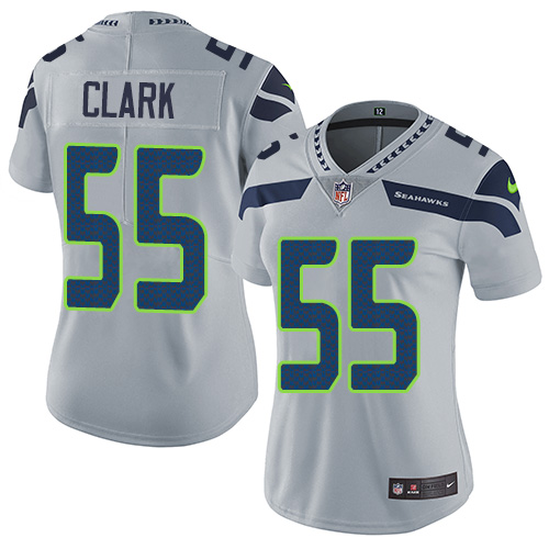 Nike Seahawks #55 Frank Clark Grey Alternate Women's Stitched NFL Vapor Untouchable Limited Jersey